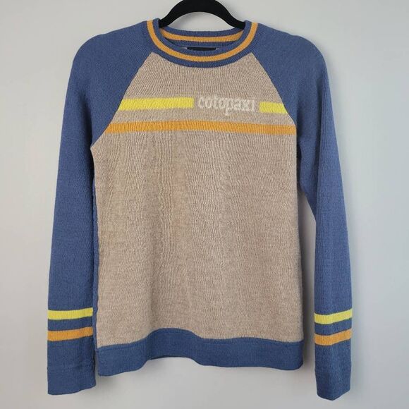 Cotopaxi libre sunrise womens small 100% cashllama striped crew neck sweater gor - Picture 1 of 9